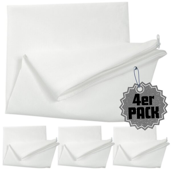 4er Pack 50x50 cm Kissen-Inlett ohne Füllung aus Baumwolle | Atmungsaktive Kissenhülle mit Reißverschluss
