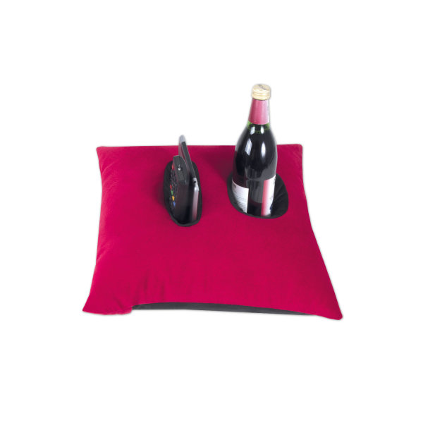 Relax ME Kissen mit Tablett & Getränkebehälter Rot-Schwarz 40 x 40 cm