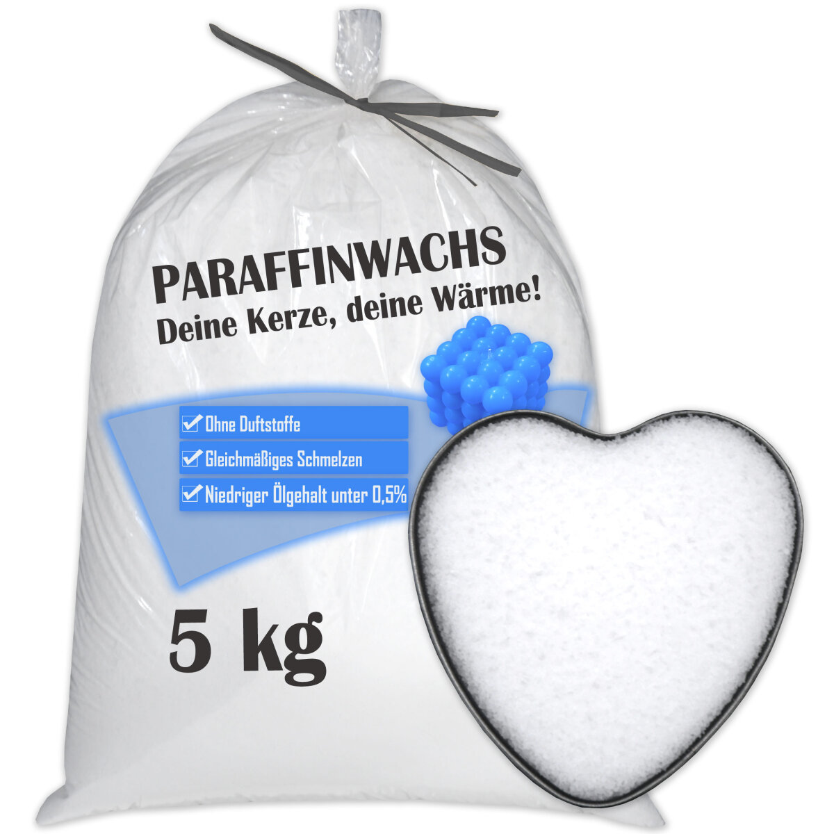 Paraffinwachs für Kerzen 5 kg Premium-Qualität fein Granulat unbeduftet