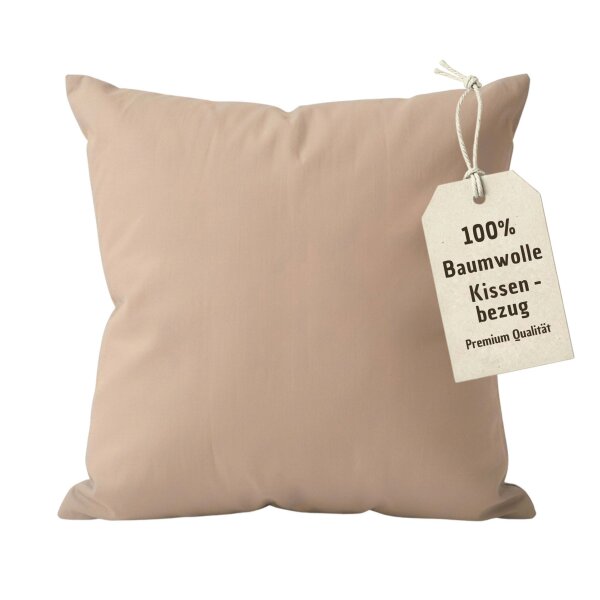 Kissenbezug 30x30 cm Graubraun | 100% Baumwolle | Atmungsaktive PREMIUM Kissenhülle mit verdecktem Reißverschluss