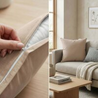 Kissenbezug 30x30 cm Graubraun | 100% Baumwolle | Atmungsaktive PREMIUM Kissenhülle mit verdecktem Reißverschluss