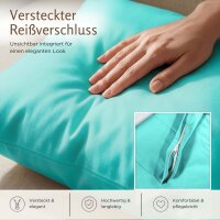Kissenbezug 25x25 cm Türkis | 100% Baumwolle | Atmungsaktive PREMIUM Kissenhülle mit verdecktem Reißverschluss